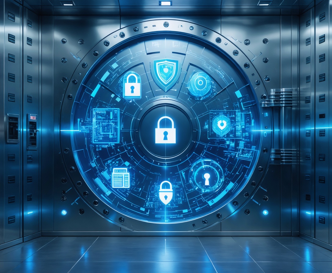 Secured bank vault with digital holographic overlays