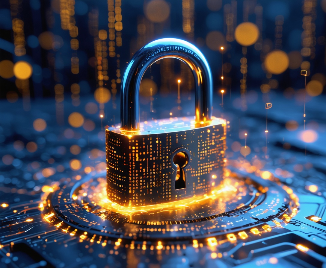 Conceptual visualization of digital encryption locks